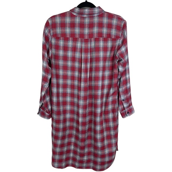 Madewell Red Plaid Button Up Long Sleeve Shirt Dress Size XS. - Picture 2 of 9